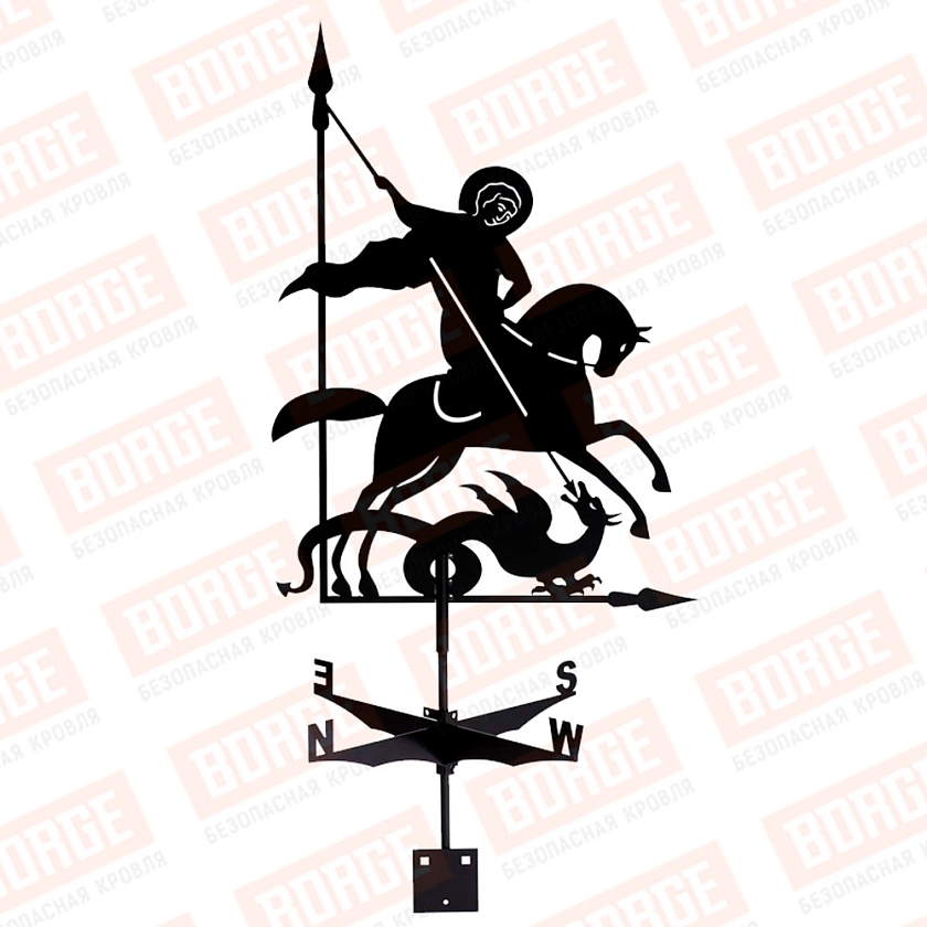 Флюгер BORGE Георгий Победоносец, 515х715мм, чёрный (RAL 9005)