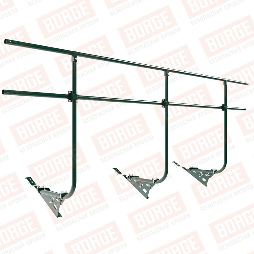 Ограждение кровельное BORGE H-120см, 3м, для черепичной кровли, зеленый мох (RAL 6005)