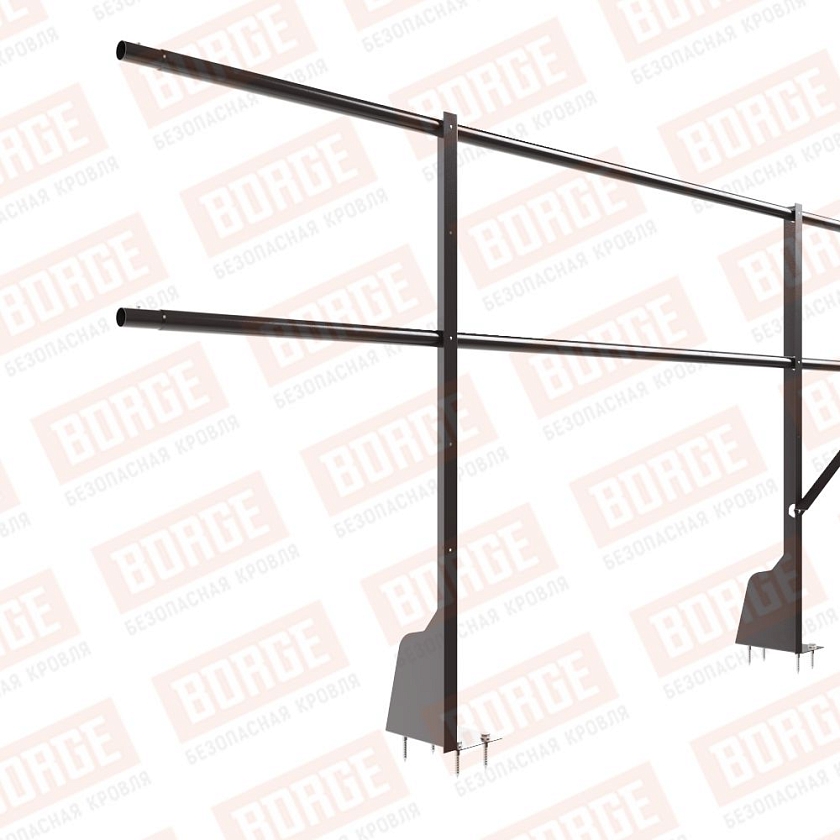 Ограждение плоских кровель NewLine Н-90, 3м, верхнее крепление, серо-коричневый (RR 32)