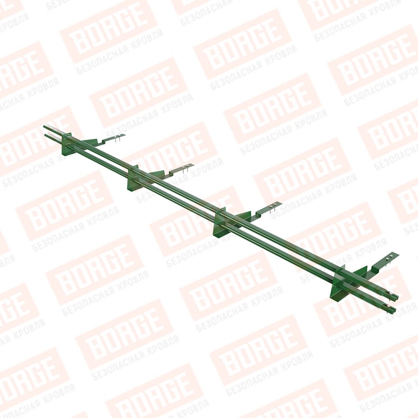 Снегозадержатель трубчатый BORGE 3м, 4 опоры, для композитной черепицы, лиственно-зеленый (RAL 6002)
