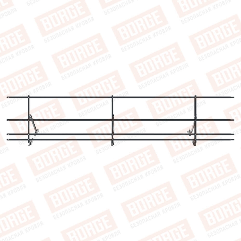 Ограждение кровельное Русский Рубеж H-60см, 3м, для фальцевой кровли, антрацитово-серый (RAL 7016), с двумя доп. трубами
