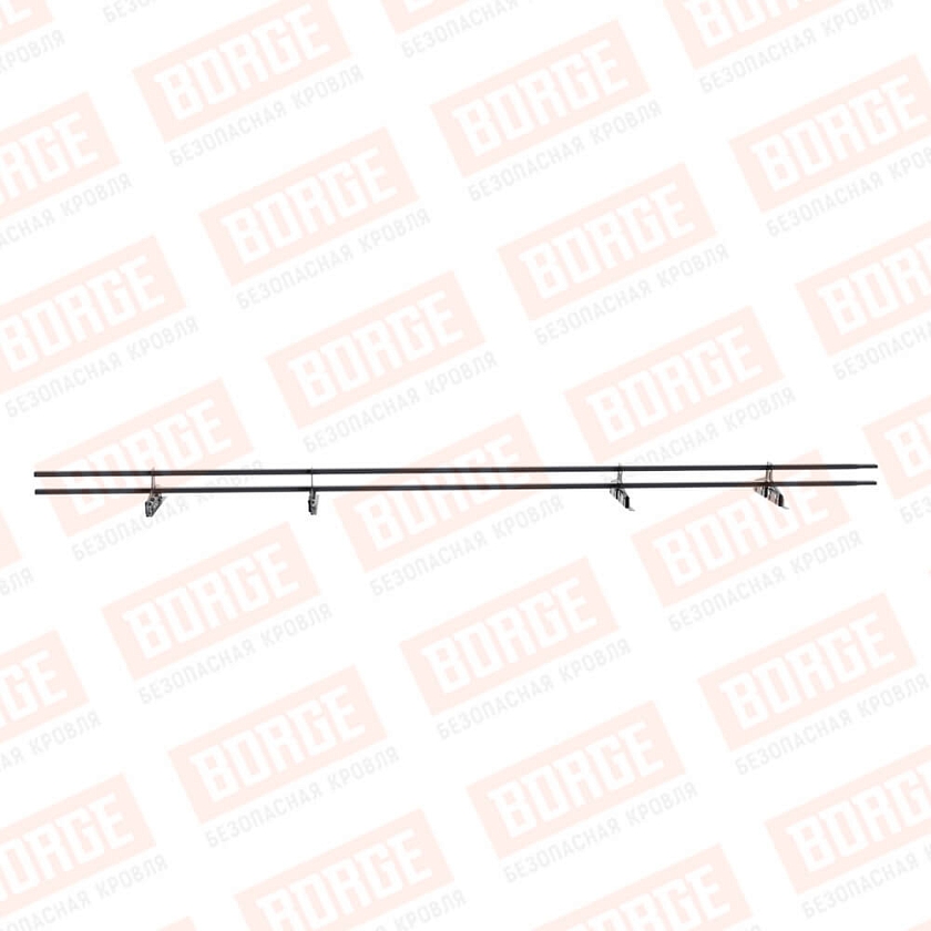 Снегозадержатель трубчатый Русский Рубеж 20х40мм, 3м, 4 опоры, для фальц. кровли, серый графит (RAL 7024)