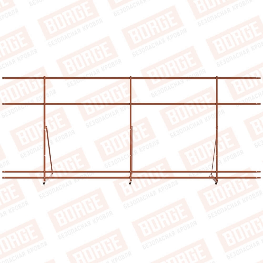 Ограждение декоративное NewLine H-120см, 3м, терракотовый (RAL 8004), с двумя доп. трубами