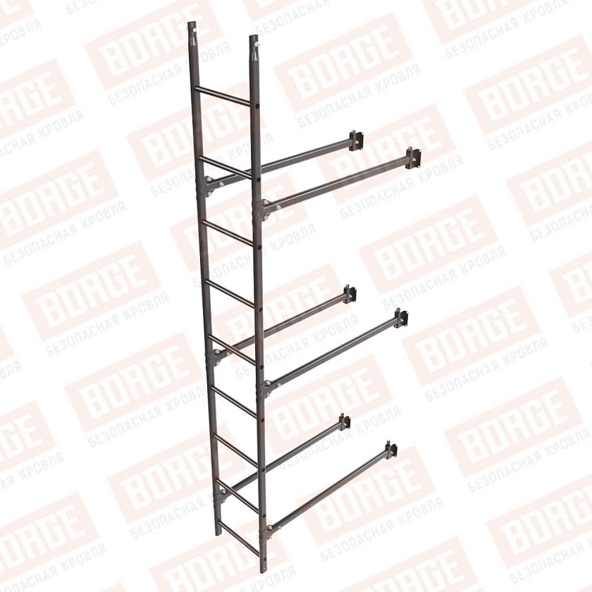 Комплект лестница фасадная BORGE (нижняя секция), 2,7м, серо-коричневый (RAL 8019 matt)