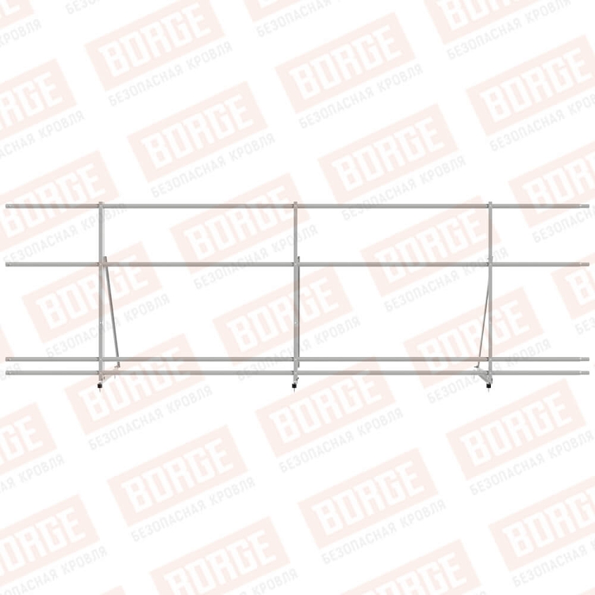 Ограждение декоративное NewLine H-90см, 3м, бело-алюминиевый (RAL 9006), с двумя доп. трубами