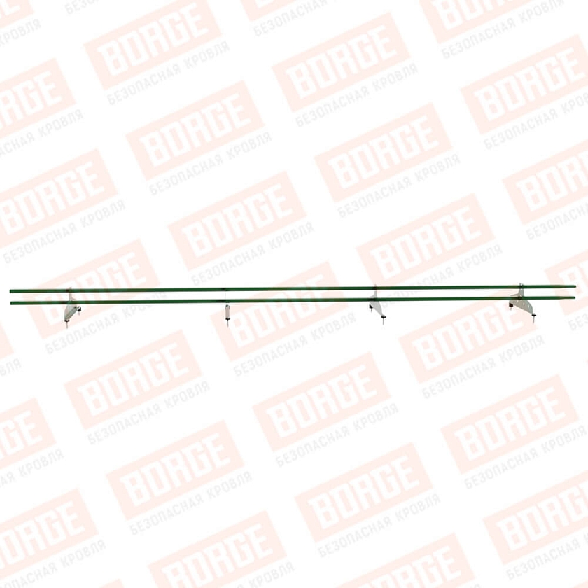 Снегозадержатель трубчатый NewLine 3м, 20х40мм, 4 опоры, лиственно-зеленый (RAL 6002)