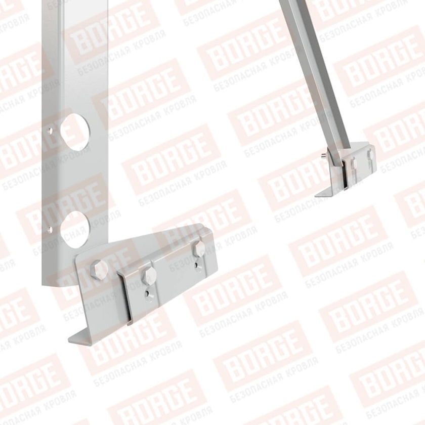 Ограждение кровельное Русский Рубеж H-120см, 3м, для фальцевой кровли, бело-алюминиевый (RAL 9006)