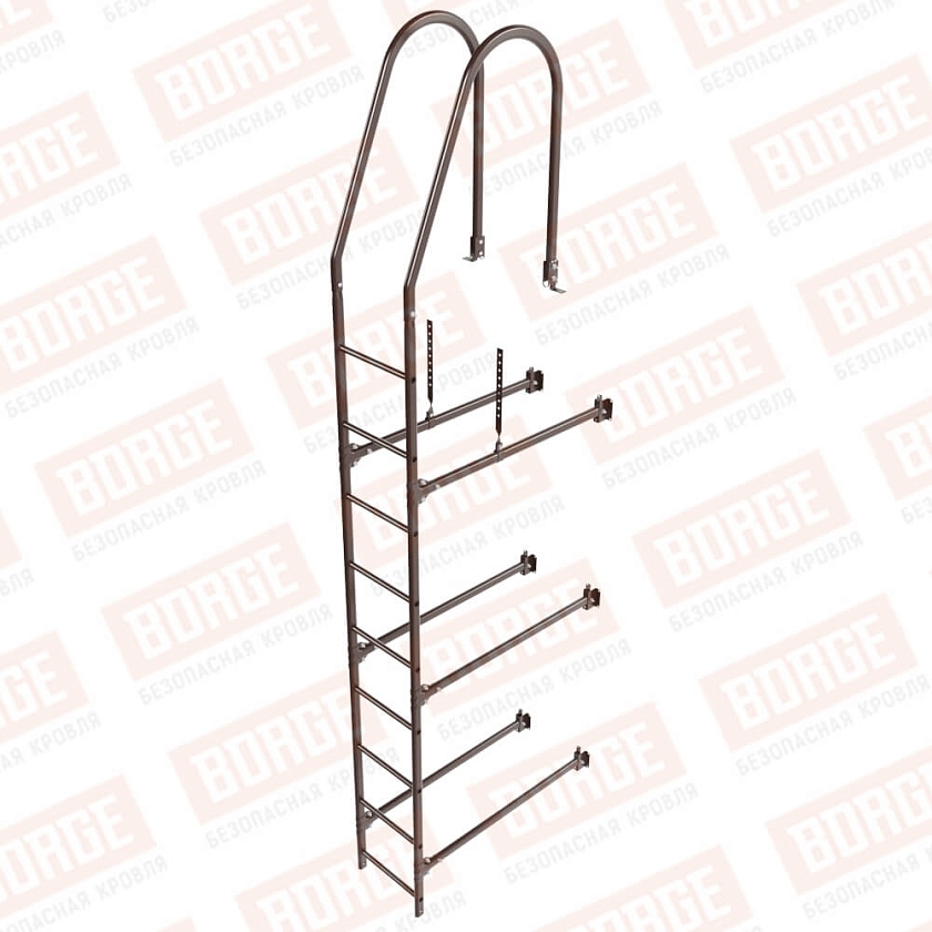 Комплект лестница фасадная BORGE (верхняя секция), 2,7м, коричневый шоколад (RAL 8017)