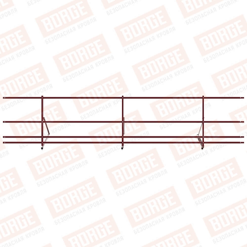 Ограждение декоративное NewLine H-60см, 3м, красное вино (RAL 3005), с двумя доп. трубами