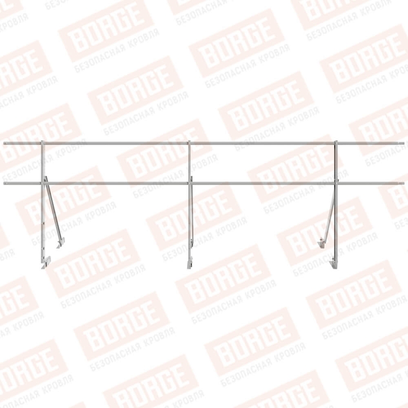 Ограждение кровельное Русский Рубеж H-90см, 3м, для фальцевой кровли, бело-алюминиевый (RAL 9006)