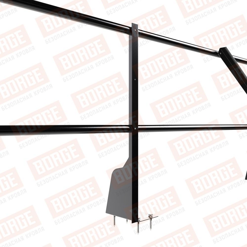 Ограждение плоских кровель Русский Рубеж Н-60, 3м, верхнее крепление, чёрный (RAL 9005)