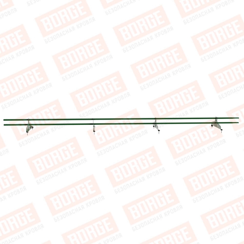 Снегозадержатель трубчатый Русский Рубеж 20х40мм, 3м, 4 опоры, лиственно-зеленый (RAL 6002)