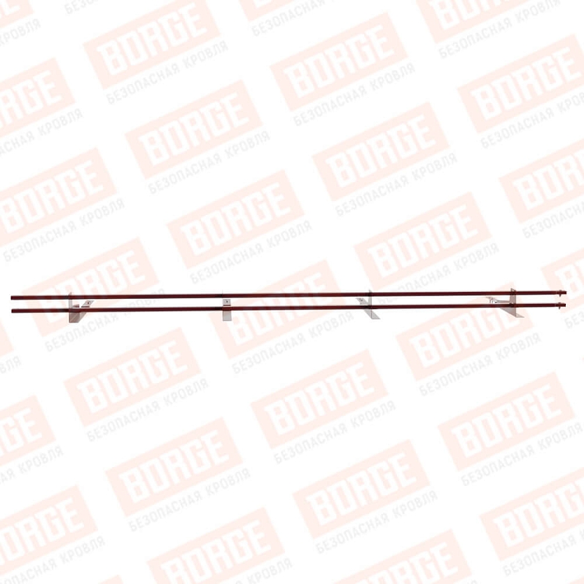 Снегозадержатель трубчатый BORGE 3м, 4 опоры, для композитной черепицы, красное вино (RAL 3005)