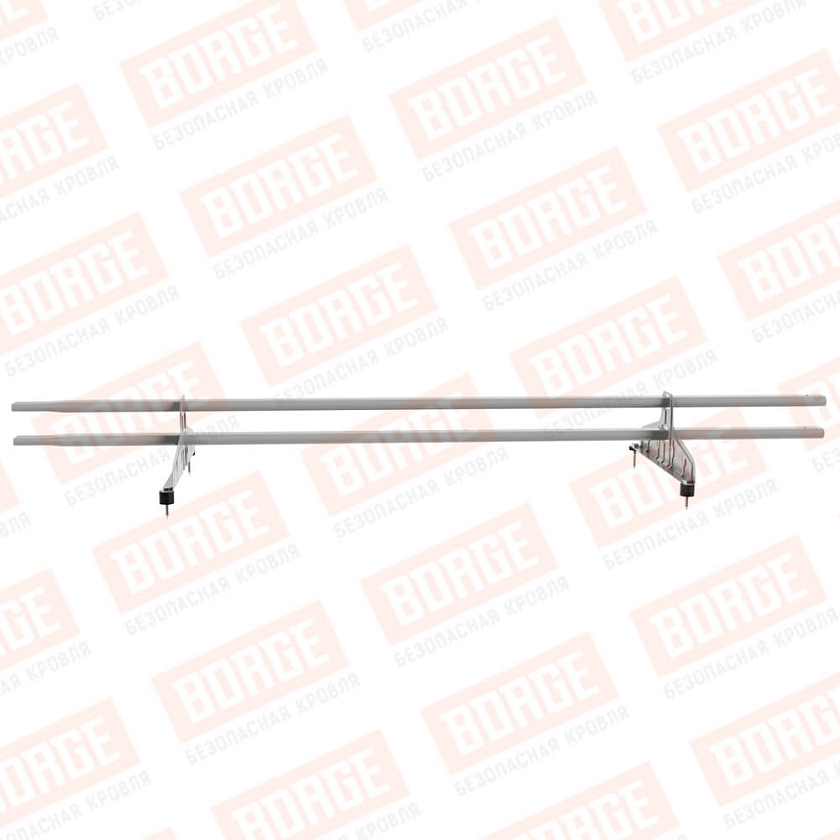 Снегозадержатель трубчатый Русский Рубеж 20х40мм, 1,5м, 2 опоры, бело-алюминиевый (RAL 9006)