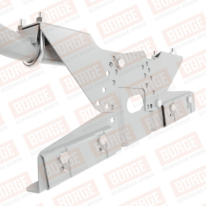 Ограждение кровельное BORGE H-90см, 3м, для фальцевой кровли, бело-алюминиевый (RAL 9006)