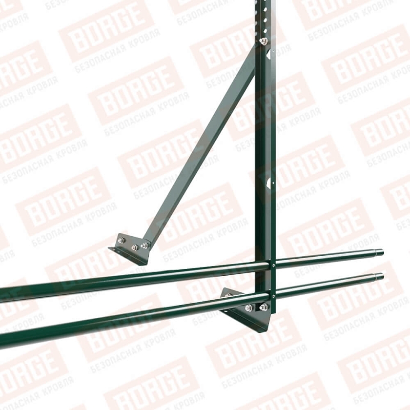 Ограждение кровельное Русский Рубеж H-120см, 3м, для фальцевой кровли, зеленый мох (RAL 6005), с двумя доп. трубами