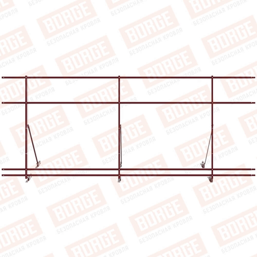 Ограждение декоративное NewLine H-120см, 3м, для фальц. кров., красное вино (RAL 3005), с двумя доп. трубами