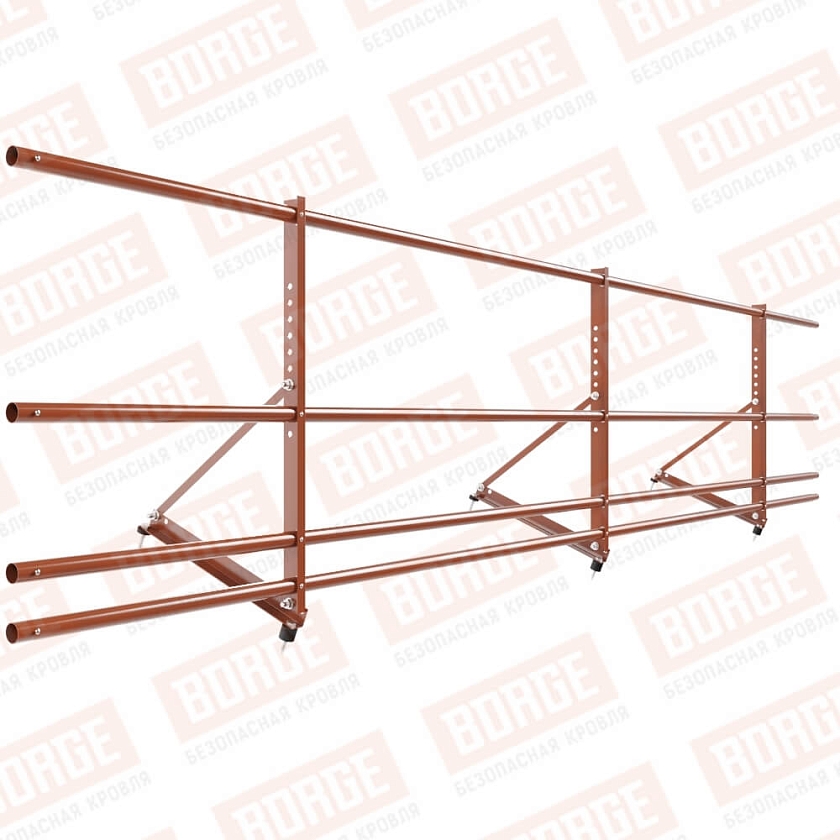 Ограждение декоративное NewLine H-60см, 3м, терракотовый (RAL 8004), с двумя доп. трубами