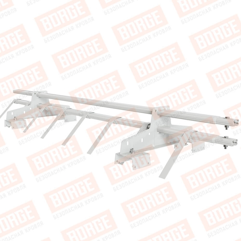 Снегозадержатель трубчатый BORGE 1,5м, 2 опоры, для профнастила Н-114, сигнально-белый (RAL 9003)