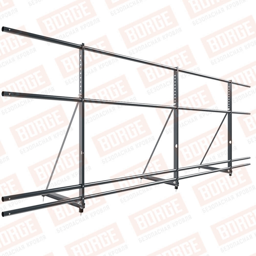 Ограждение декоративное NewLine H-90см, 3м, серый графит (RAL 7024), с двумя доп. трубами