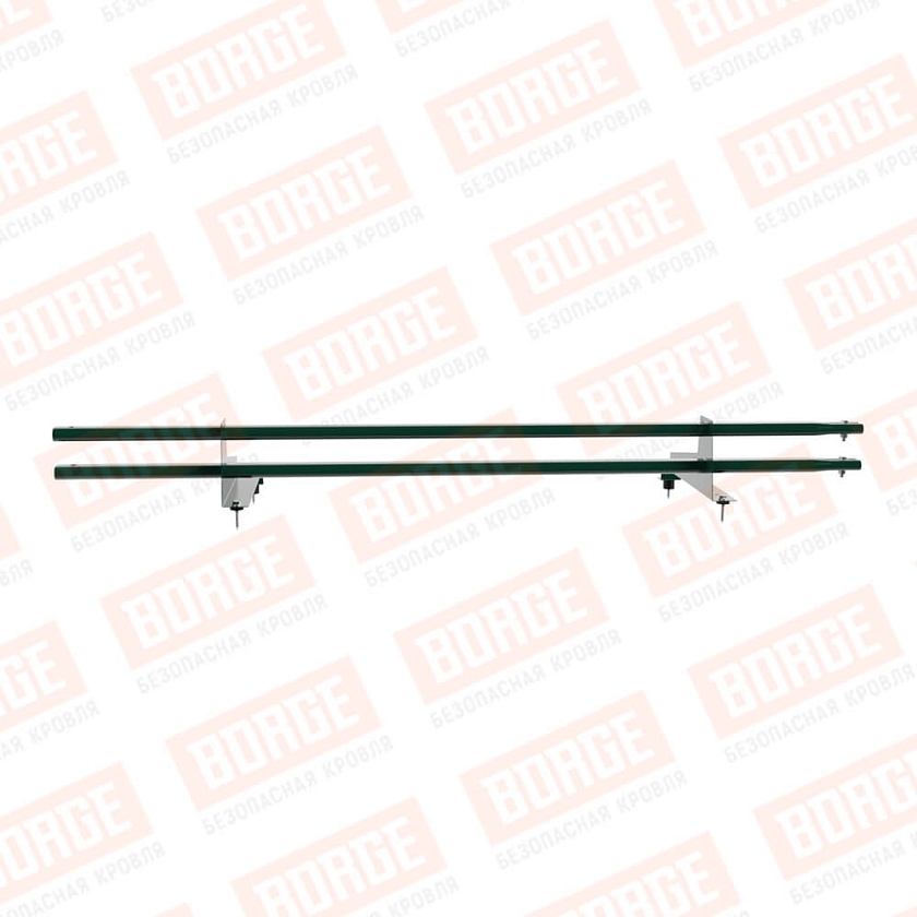 Снегозадержатель трубчатый Русский Рубеж 1,5м, 2 опоры, для МЧ с выс. ступ., зеленый мох (RAL 6005), 400мм