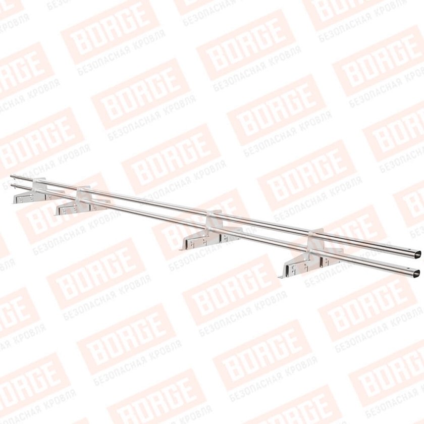 Снегозадержатель трубчатый Русский Рубеж 25х45мм, 3м, 4 опоры, для фальц. кровли, цинк