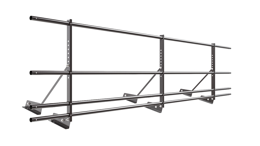 Ограждение кровельное NewLine H-60см, 3м, для фальц. кров., серо-коричневый (RAL 8019), с двумя доп. трубами