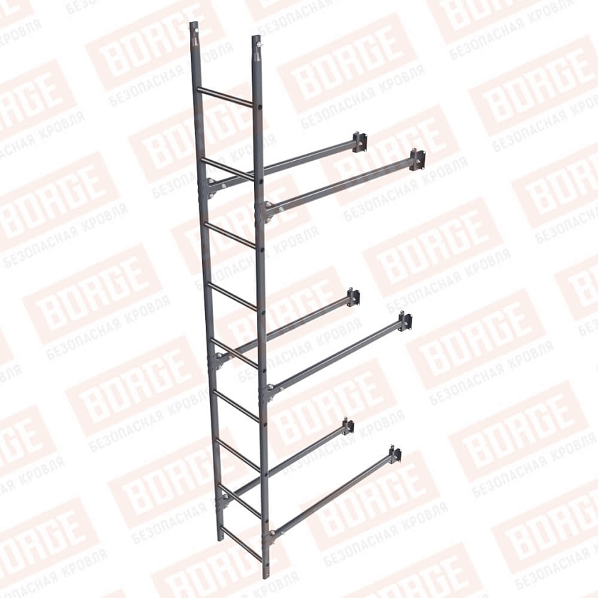 Комплект лестница фасадная BORGE (нижняя секция), 2,7м, серый графит (RAL 7024 matt)