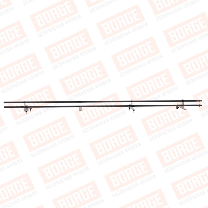 Снегозадержатель трубчатый Русский Рубеж 3м, 4 опоры, для МЧ с выс. ступенькой, серый графит (RAL 7024), 350мм