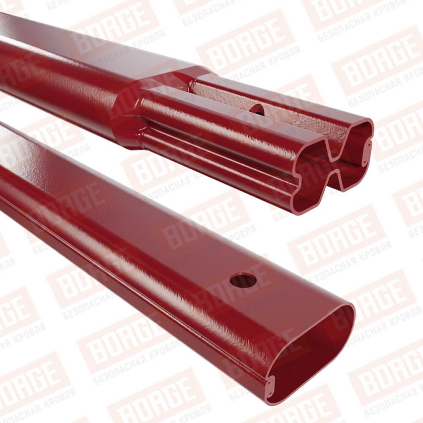 Труба снегозадержателя BORGE 45х25х1500, рубиново-красный (RAL 3003)