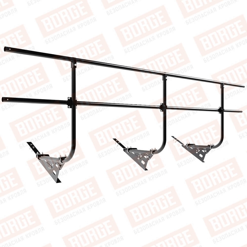 Ограждение кровельное BORGE H-90см, 3м, для композитной черепицы, чёрный (RAL 9005 matt)