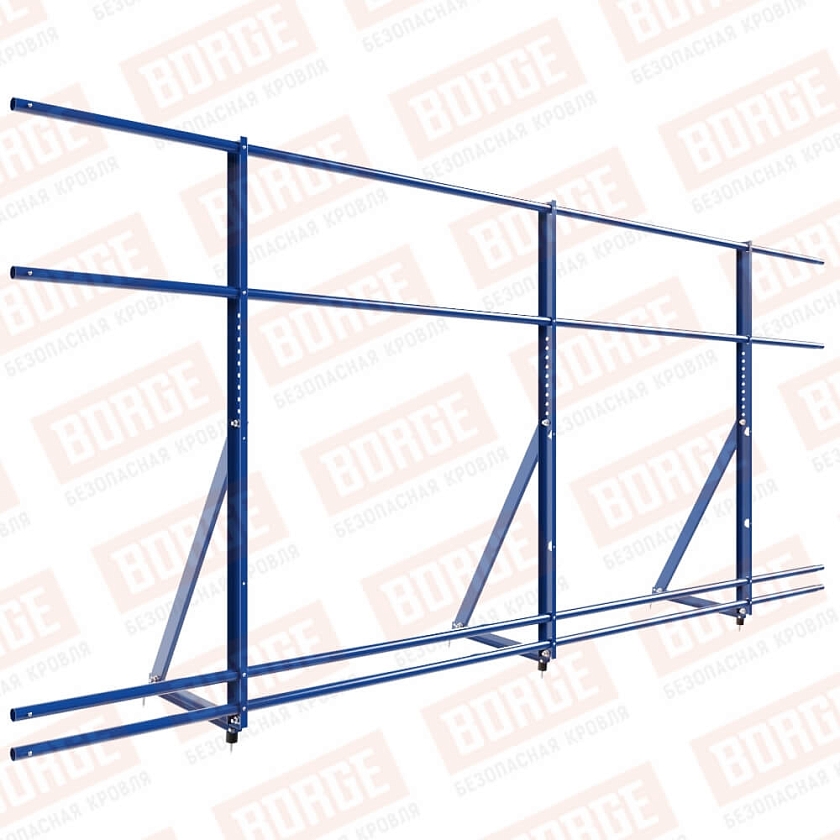 Ограждение кровельное Русский Рубеж H-120см, 3м, сигнально-синий (RAL 5005), с двумя доп. трубами