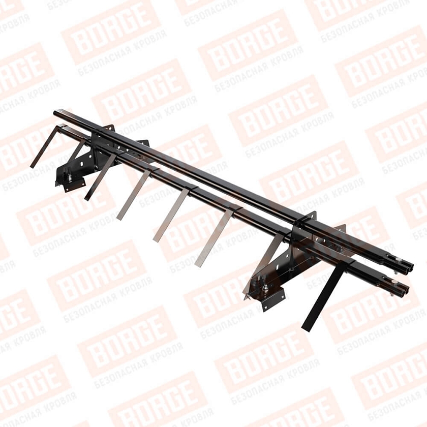 Снегозадержатель трубчатый BORGE 1,5м, 2 опоры, для профнастила Н-60, Н-75, чёрный (RAL 9005 matt)