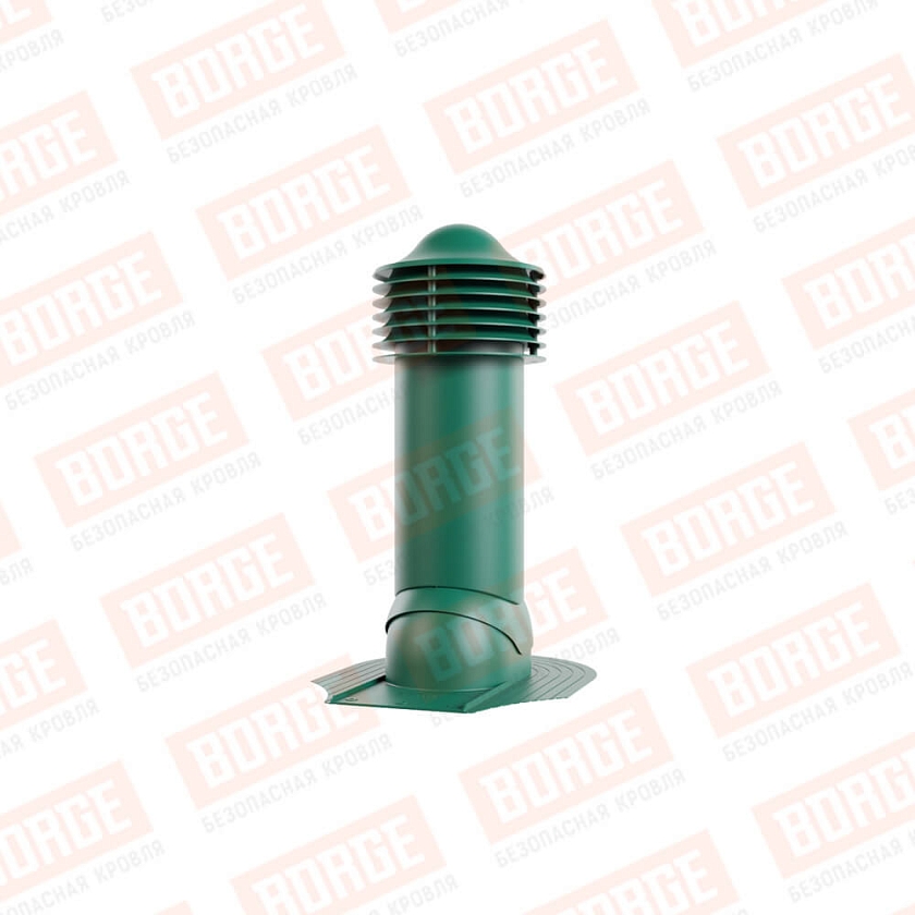 Труба вентиляционная Viotto, для мягкой кровли при монтаже, d-125мм, неутепленная, зеленый мох (RAL 6005)