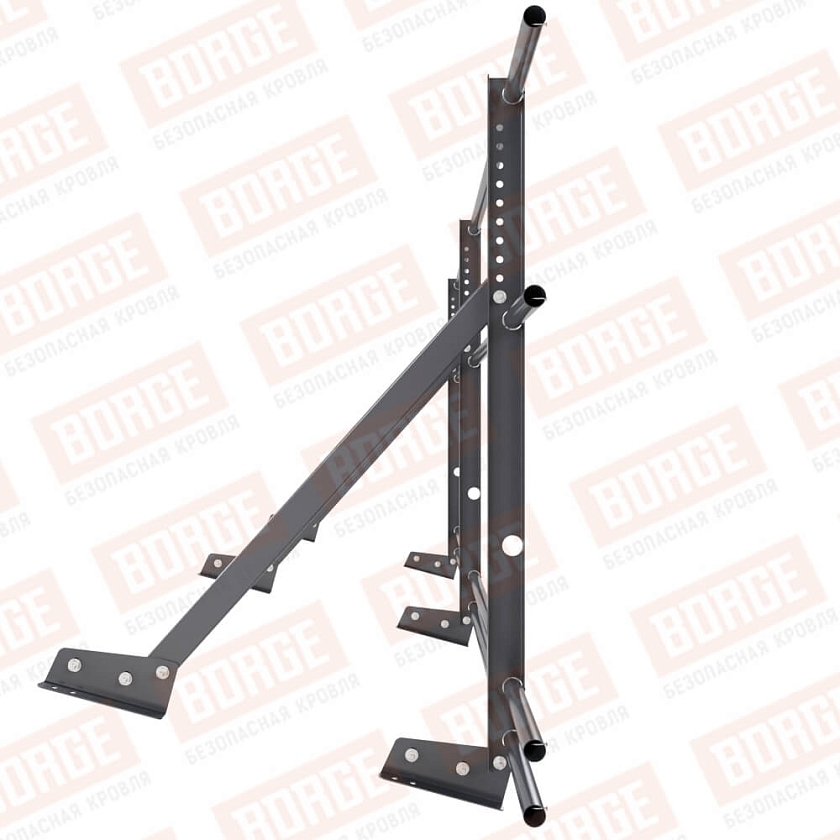 Ограждение кровельное Русский Рубеж H-90см, 3м, для фальцевой кровли, серый графит (RAL 7024), с двумя доп. трубами