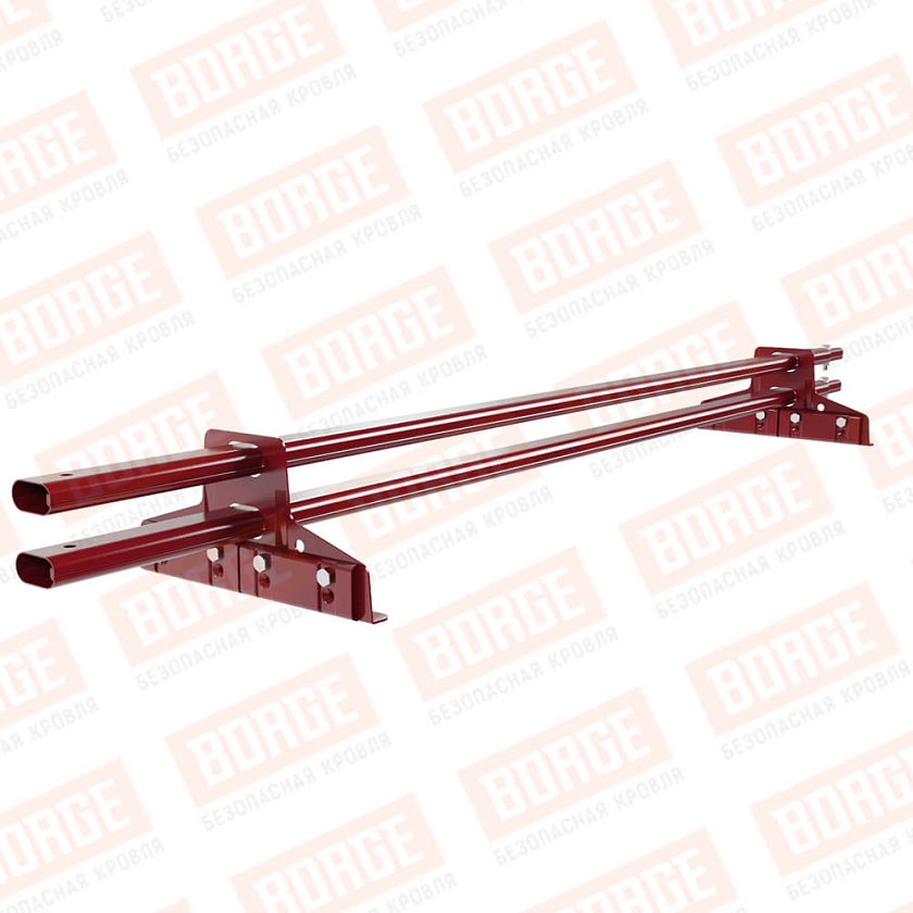 Снегозадержатель трубчатый BORGE 1,5м, 2 опоры, для фальцевой кровли, рубиново-красный (RAL 3003)