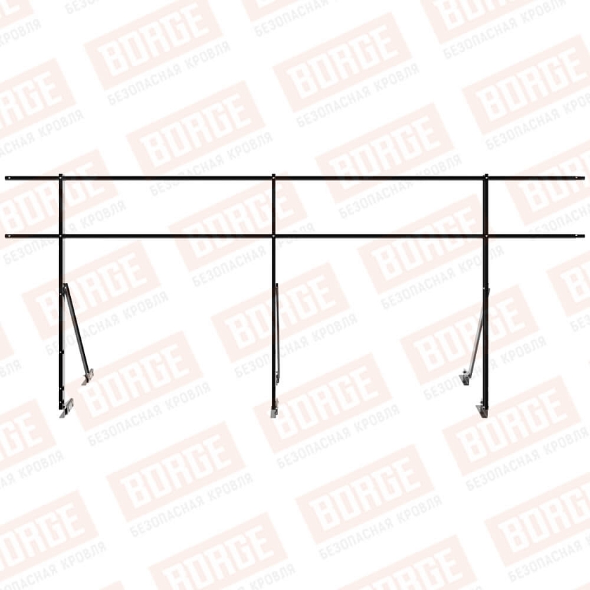 Ограждение кровельное Русский Рубеж H-120см, 3м, для фальцевой кровли, чёрный (RAL 9005)