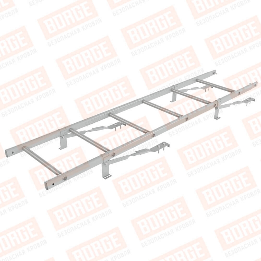 Комплект лестница кровельная BORGE 1,8м, для штучной черепицы, бело-алюминиевый (RAL 9006)