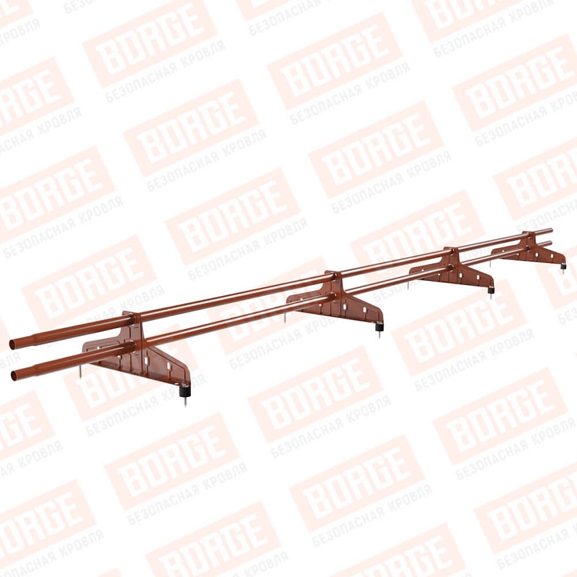 Снегозадержатель трубчатый Русский Рубеж D-25мм, 3м, 4 опоры, терракотовый (RAL 8004)