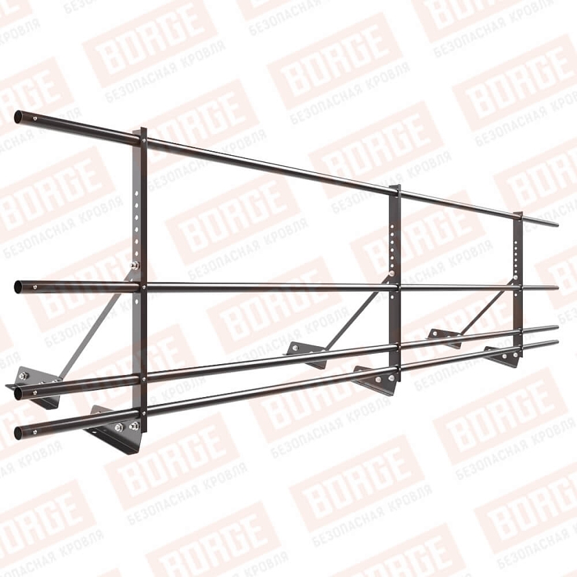 Ограждение декоративное NewLine H-60см, 3м, для фальц. кров., серо-коричневый (RR 32), с двумя доп. трубами