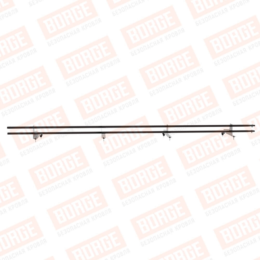 Снегозадержатель трубчатый Русский Рубеж 3м, 4 опоры, для МЧ с выс. ступенькой, серо-коричневый (RAL 8019), 400мм