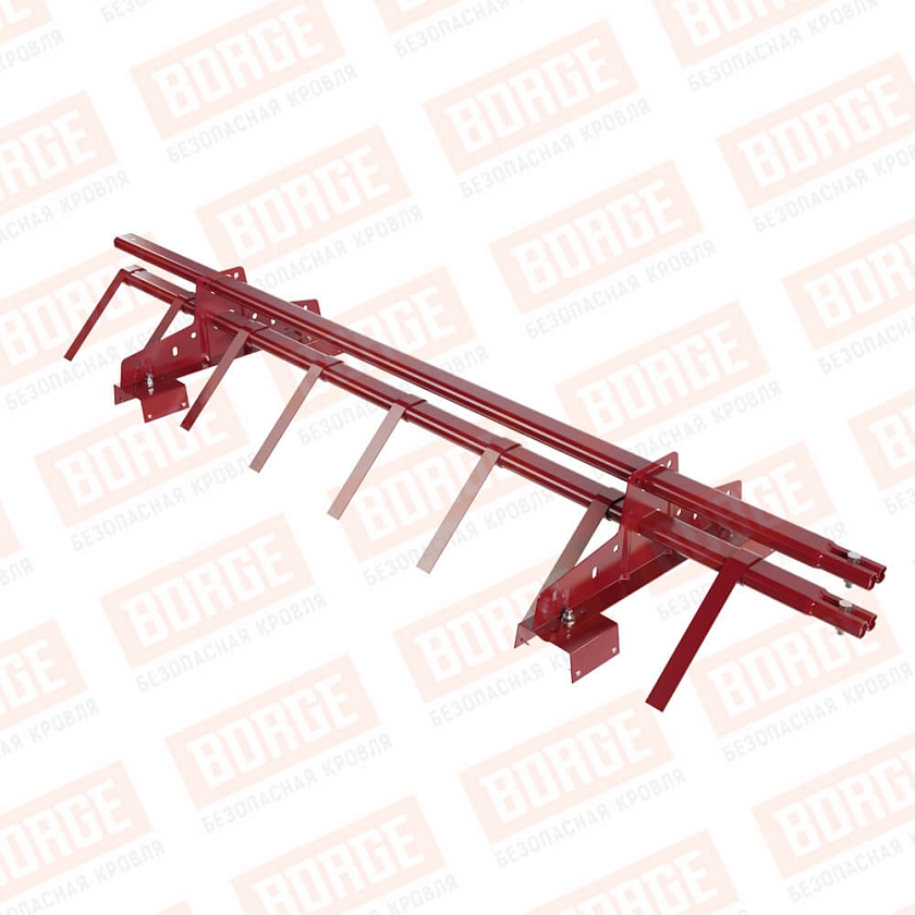 Снегозадержатель трубчатый BORGE 1,5м, 2 опоры, для профнастила Н-114, рубиново-красный (RAL 3003)