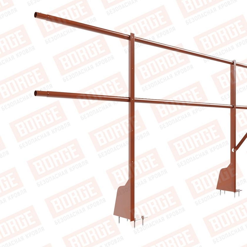 Ограждение плоских кровель NewLine Н-90, 3м, верхнее крепление, терракотовый (RAL 8004)