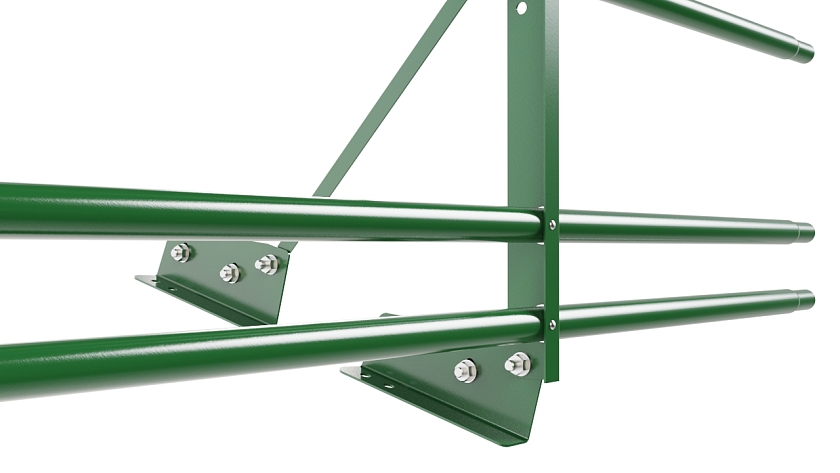 Ограждение кровельное NewLine H-60см, 3м, для фальц. кров., лиственно-зеленый (RAL 6002), с двумя доп. трубами