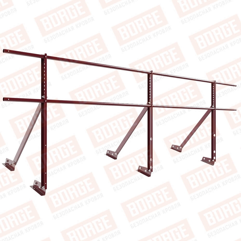 Ограждение кровельное Русский Рубеж H-90см, 3м, для фальцевой кровли, красное вино (RAL 3005)