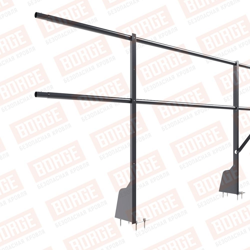 Ограждение плоских кровель Русский Рубеж Н-90, 3м, верхнее крепление, серый графит (RAL 7024)