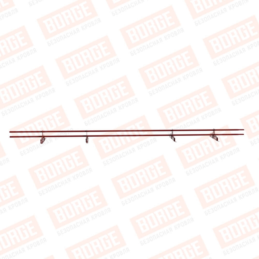 Снегозадержатель трубчатый Русский Рубеж 20х40мм, 3м, 4 опоры, для фальц. кровли, коричнево-красный (RAL 3011)