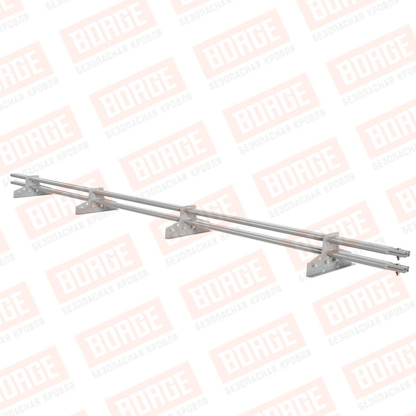 Снегозадержатель трубчатый BORGE 3м, 4 опоры, для фальцевой кровли, бело-алюминиевый (RAL 9006)