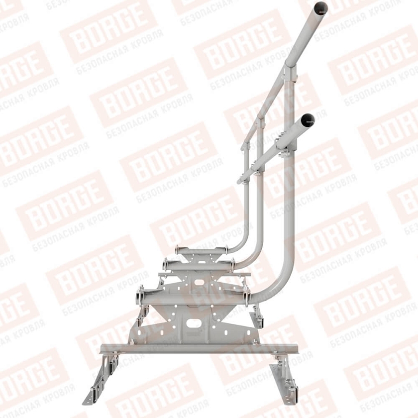 Ограждение кровельное BORGE H-90см, 3м, для параллельного фальца, бело-алюминиевый (RAL 9006)