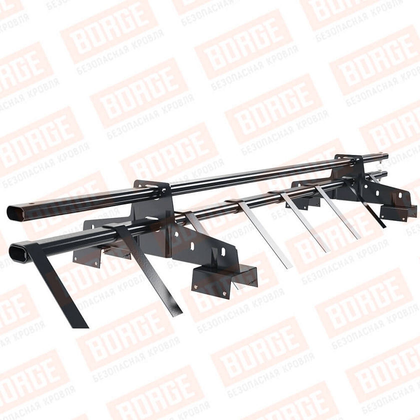 Снегозадержатель трубчатый BORGE 1,5м, 2 опоры, для профнастила Н-114, антрацитово-серый (RAL 7016)